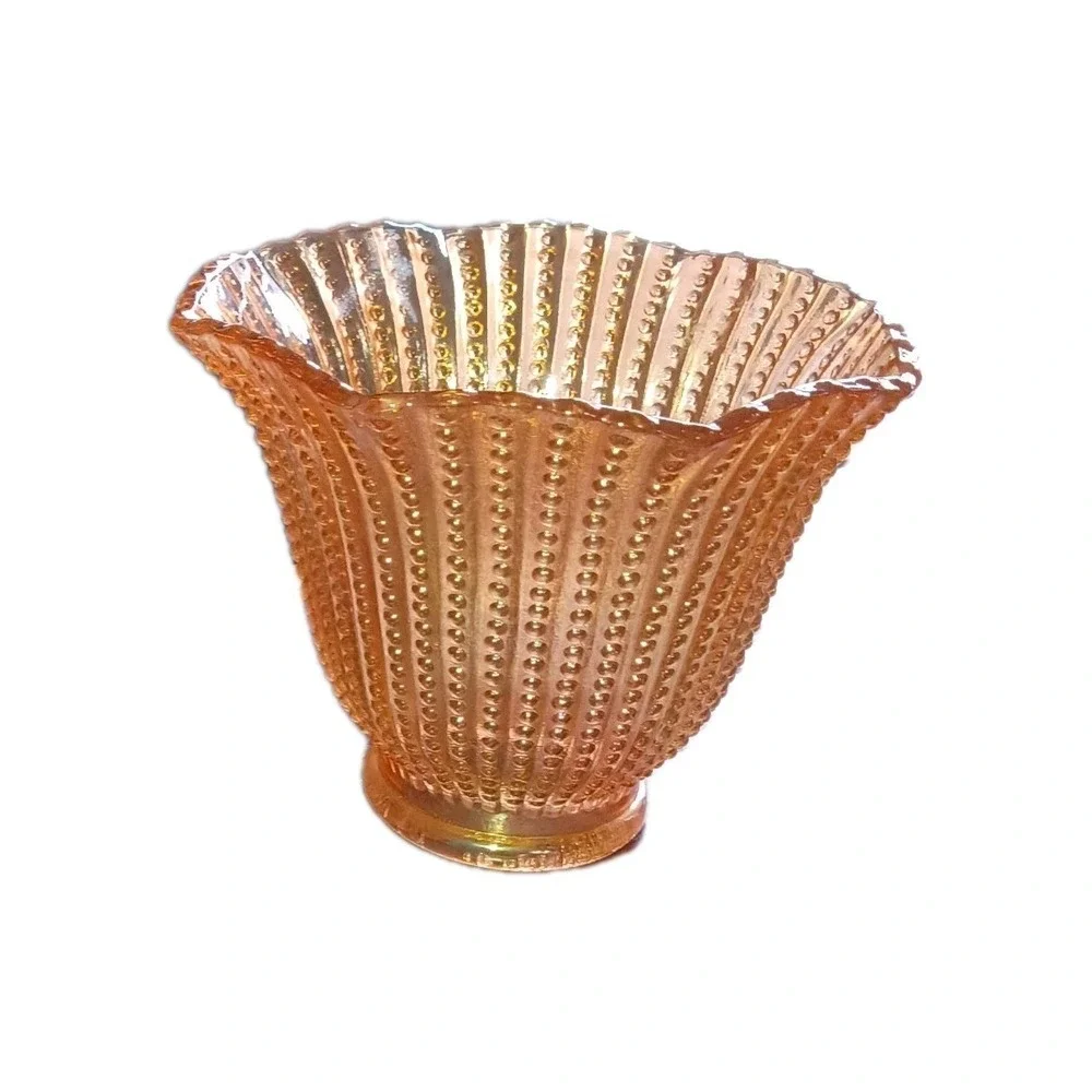 Vintage Peach Iridescent Beaded Glass Fairy Lamp Light Shade 2.25